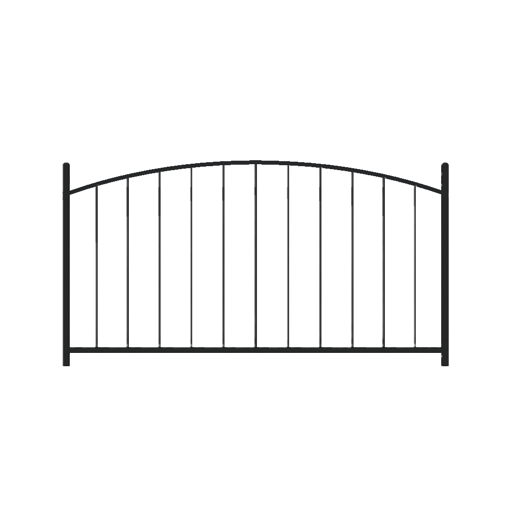 Stahlzaun mit sanft nach außen gebogenem Rundbogen – stilvolle Optik für Einfriedungen