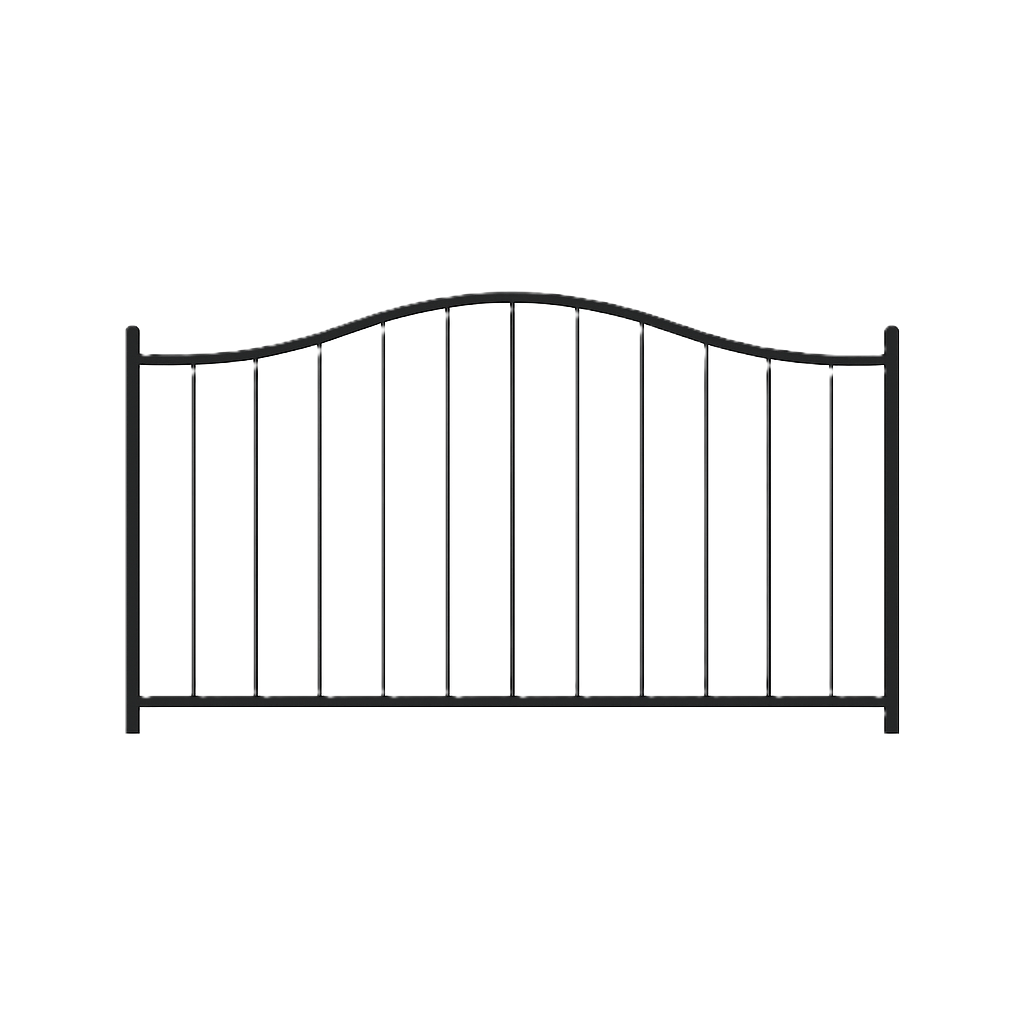 Stahlzaun mit geschwungener, wellenförmiger Oberkante – dekoratives Zaunelement