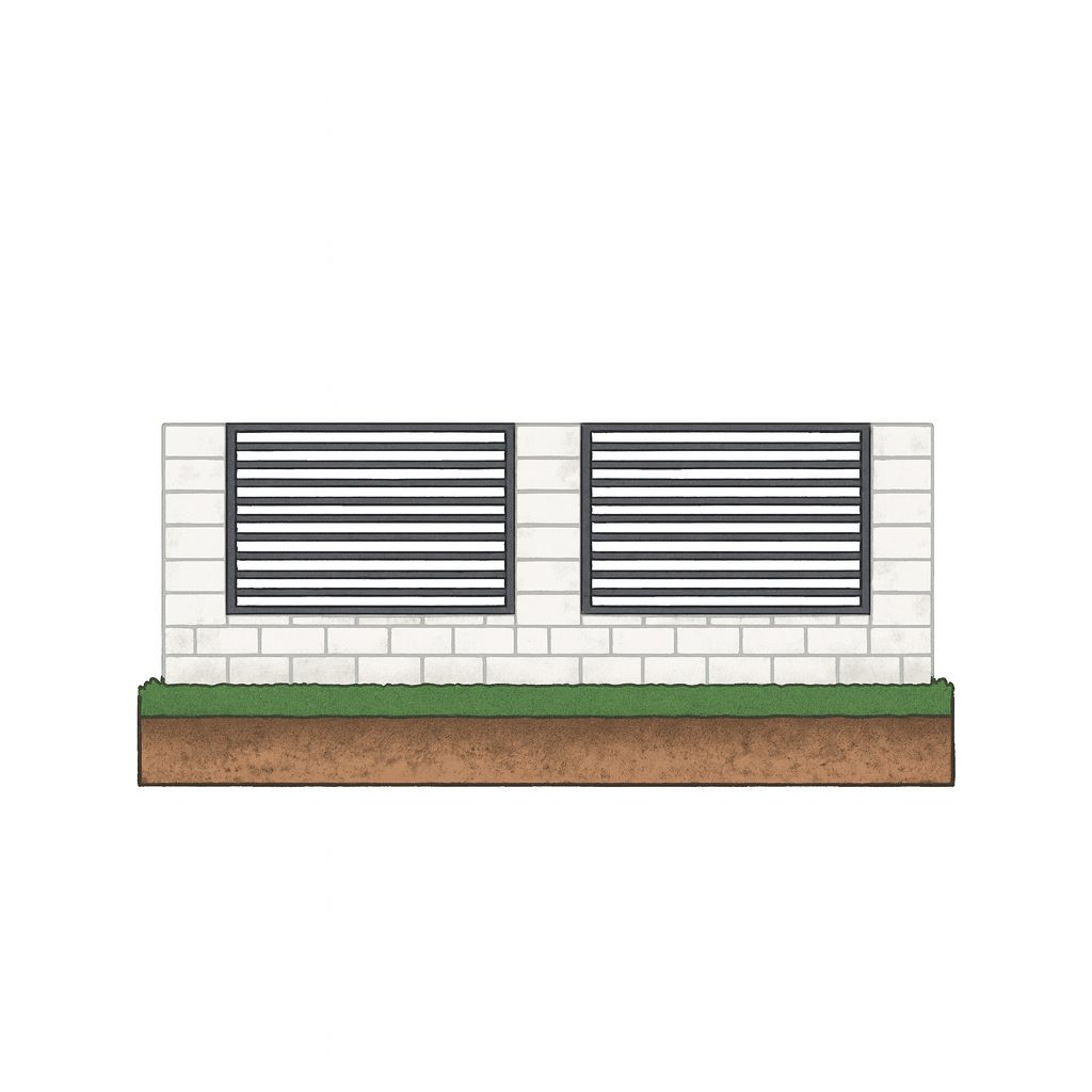 Illustration zeigt Zaunfelder, die zwischen massiven Mauerpfeilern befestigt sind