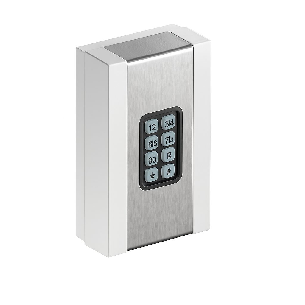 SOMMER ENTRAcod+ Edelstahl PIN-Codeschloss mit beleuchtetem Tastenfeld, geeignet für Einfahrtstore und Türen.