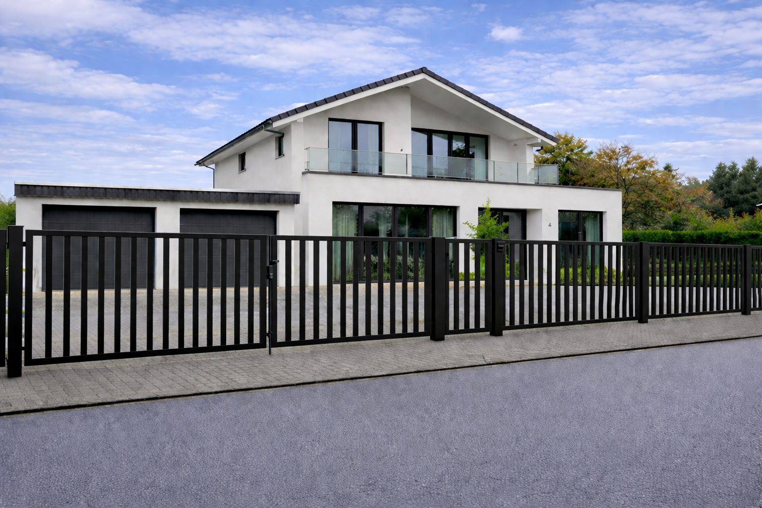 Moderner Stahlzaun bzw. Schmiedeeisenzaun in Anthrazit